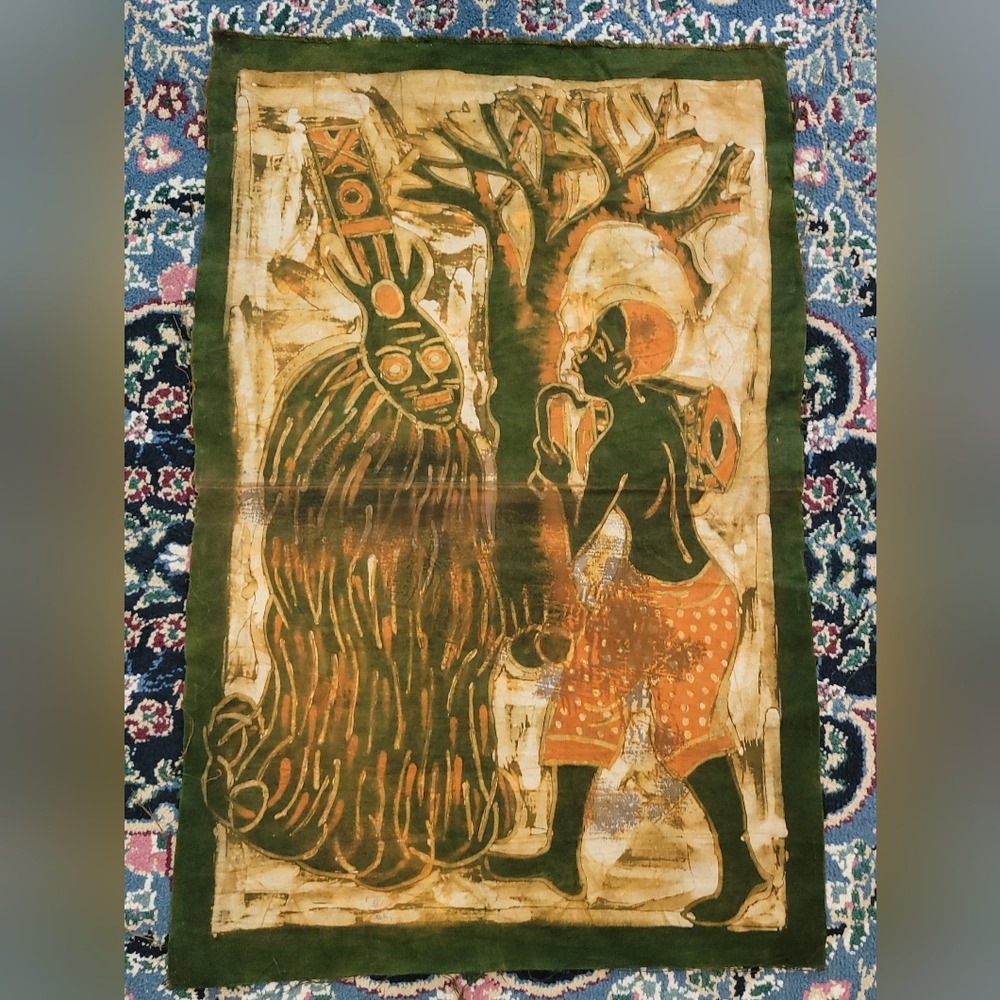 West African Dye Mud Cloth Textile Tapestry Wall Art